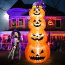 B&D 8FT Halloween Inflatable Outdoor Decoration Stacked Pumpkins with Witch’s Hat, Inflatable Halloween Decorations Blow up Pumpkin Built-in LEDs for Holiday Party Indoor Outdoor Yard Garden Lawn