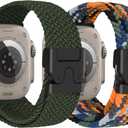 Nylon Braided Watch Bands Compatible with iWatch Series 11/10/9/8/7/6/SE/5/4/3/2/1, Sport Strap for 38mm/40mm/41mm/42mm Women Men, Stretchy Nylon Band with Zinc Alloy Parachute Buckle