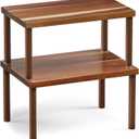 VERTORGAN Cabinet Organizer Shelf(Set of 2),Kitchen Counter Shelves,Acacia Wood Spice Rack Countertop and Cabinet,Stackable Expandable,Medium