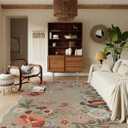 Lahome Floral Washable Rugs for Living Room, 5x7 Area Rugs Soft Non-Slip Stain Resistant Boho Low-Pile Throw Large Carpet for Bedroom Dining Room Office Flore, Brown