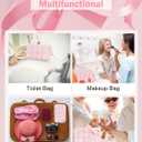 Quilted Makeup Bag Cosmetic Bag, Travel Toiletry Bag for Women, Cute Makeup Bag Organizer Puffer Pouch Light Pink M