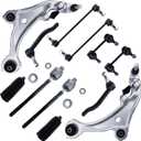 12pcs Front Lower Control Arms Ball Joints Sway Bar Tie Rods End Links Rack & Pinion Boot K620195 K750094 K750255 K750256 ES800356 Replacement for 2007-2013 Nissan Altima Professional Suspension Kit