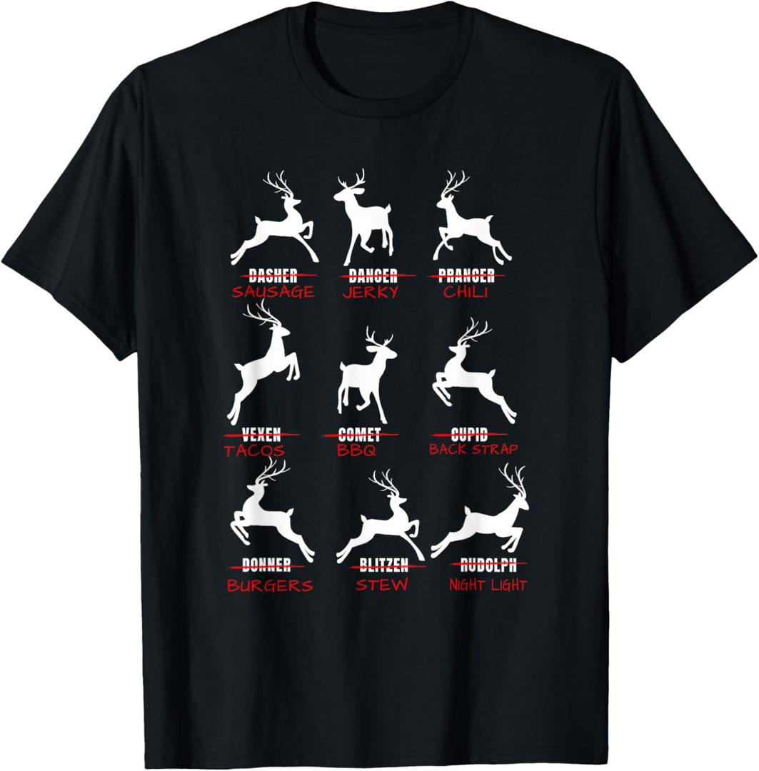 Funny Deer Hunters Reindeer Hunting T-Shirt (2X, Black)