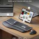 Backlit Bluetooth Ergonomic Keyboard, ProtoArc EK01 Plus Full Size Wireless Split Keyboard with Dual Bluetooth and USB, Cushioned Wrist Rest, Rechargeable for Windows/Mac/Android, Grey Black