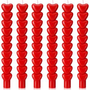 Nuanchu 6 Pcs Valentines Heart Shaped Taper Candles 10 Inch Tall Red Candlestick Valentine's Day Decorations Candlesticks Gifts Valentines Date Decor for Dinner Holiday Wedding Birthday
