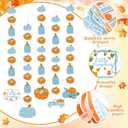 12 Pack Fall Little Pumpkin Party Hanging Decorations Blue Little Pumpkin Baby Shower Decorations Fall Truck Gnome Maple Leaf Hanging Swirl for Boy Harvest Paper Cutouts for Autumn Birthday (Multi Color)