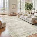 4x6 Area Rugs for Living Room, Vintage Washable Rugs for Dining Room, Bedroom, Home Office Decor, Non-Slip Beige Carpet Thin Rug