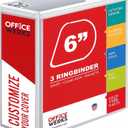 3 Ring Binders, 6 Inch D Ring Heavy Duty Large Binder with Pockets for 8.5" x 11" Sheet Size, Durable Non-Stick Customizable Clear View Cover (White)