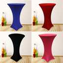 Fhberni 2 Pack 24x43 Inch Lavender Cocktail Tablecloth Spandex Round Fitted Table Cover for Wedding Banquet Event Party