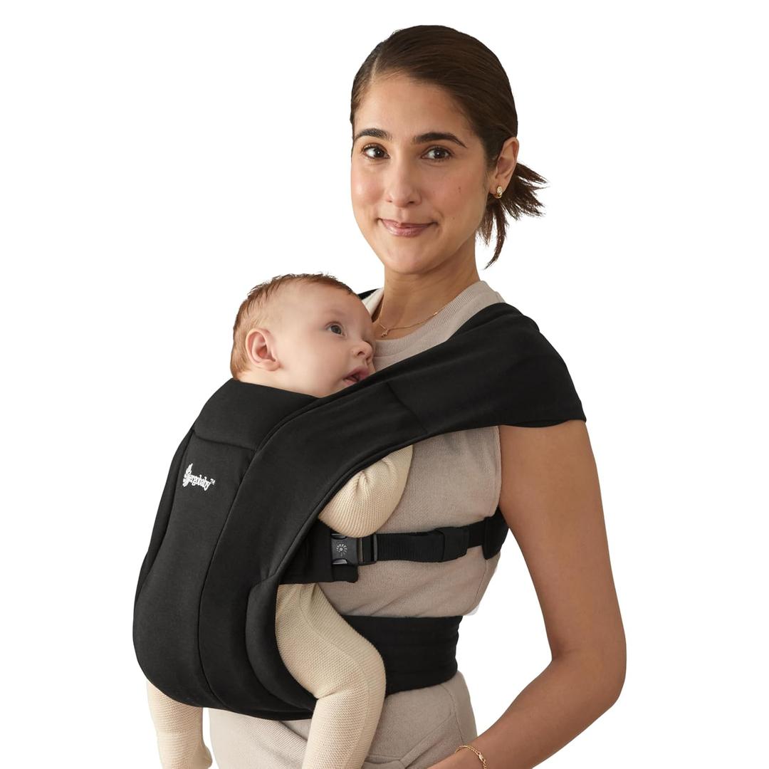 Ergobaby Embrace Newborn Baby Carrier for Infants 0-12 Months | Ergonomic 2-Position Infant Carrier with Head and Neck Support, Hip-Healthy Positioning, Fits 7-25 lbs, Pure Black