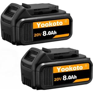 Totoplus Replacement for Dewalt 20V Max Battery: 8.0Ah Lithium Batteries Compatible with Dewalt DCB200 Cordless Power Tools Craft Woodworker Gardening Work 2 Pack