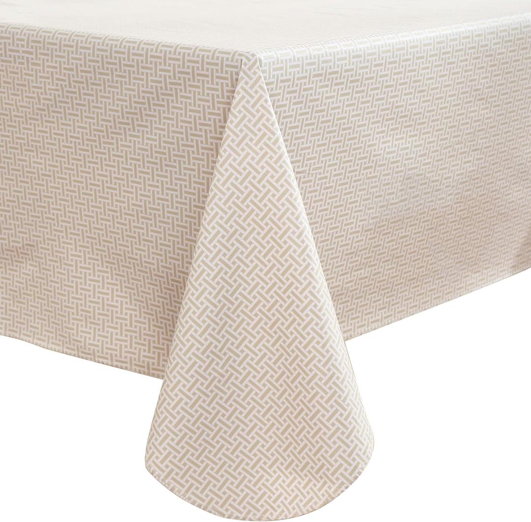 Walrus Heavy Duty Vinyl Tablecloth with Flannel Backing Waterproof Oil-Proof Plastic Table Cloth Stain-Resistant Wipeable Rectangle or Square Table Cover for Indoor and Outdoor (Weaving, 52X70 Inch)