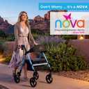 NOVA Vega Rollator Walker - Lightweight 18 lb Folding Mobility Walker, 8” Wheels, Adjustable Height, Hand Brakes, Padded Seat & Backrest, Blue