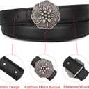 Relang Women's Belts with Gold Buckle, Fashion Waist Band, Elegant Ladies' Belt, Gift for Women (26-27 (Pant 1-5), Ancient Silver Seven-petal Flower)