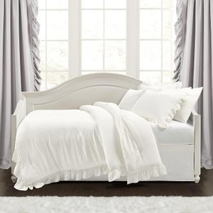 Lush Decor Reyna Ruffle Daybed 6 Piece Set 68" W x 92" L, White - White Bedding Set - Daybed Comforter Set - Ruffled Bedding - Coquette Decor