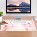 MOSISO Desk Mat Keyboard Mouse Pad Set, Large Gaming Mouse Pad&Keyboard Wrist Rest&Mousepad with Wrist Rest&Coaster, Ergonomic Non-Slip Home Office Mousepad with Memory Foam, Pink