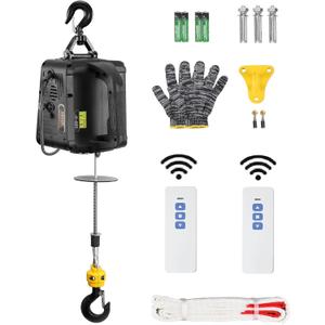 VEVOR 2-in-1 Electric Hoist Winch, 1100 lbs Capacity, 1500W Portable Power Winch Crane, 22.9 ft Lifting Height, 13 ft/min with Wireless Remote Control, for Garage, Warehouse, Factory Lifting Towing