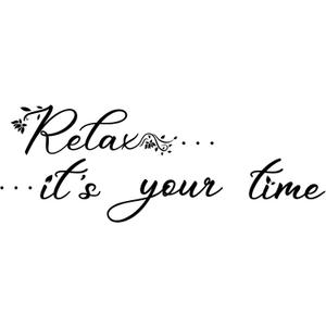 PLIGREAT Relax It's Your Time Quotes Wall Stickers, Peel and Stick Wall Decals, Removable Vinyl Wall Sticker for Bathroom Bathtub Yoga Meditation Room Home Indoor Art Decorations