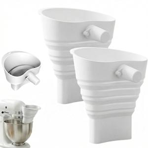 Plman 2 PCS Flour Funnel for Kitchen Aid Mixer, Food-Grade Silicone Flour Funnel for KSM150 4.5-7 Qt Tilt-Head Mixers, Large Collapsible Design for Easy Pour