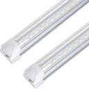 3FT LED Shop Light, 36W 5000lm Super Bright 6500K, Clear Cover, V-Shape, T8 LED Fixture, Linkable Shop Lights for Garage, Workbench, Workshop (2 Pack)
