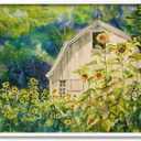 Stupell Industries Peaceful Sunflower Field Countryside Woodlands Barn, Design by MB Cunningham (30L" x 24W")