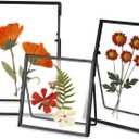 Glass Frame for Pressed Flowers Handmade, Double Glass Floating Picture Frame Set, Brass Photo Frame, Standing Frame Set, Small Picture Frame, Gifts for Family, 44", 46", 57", Black