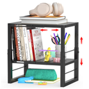 Locker Organizer Shelf School, Adjustable Width and Height, Stackable Metal Locker Storage Organization, Ideal Locker Fits Standard Size School, Office, and Gym Lockers, Black