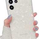 J.west Galaxy S22 Ultra Case 5G, Luxury Sparkle Glitter Translucent Clear Colorful Opal Pearly Thinfoil Design Shiny Print Soft Silicone Cover for Women Girls Slim TPU Protective Phone Case