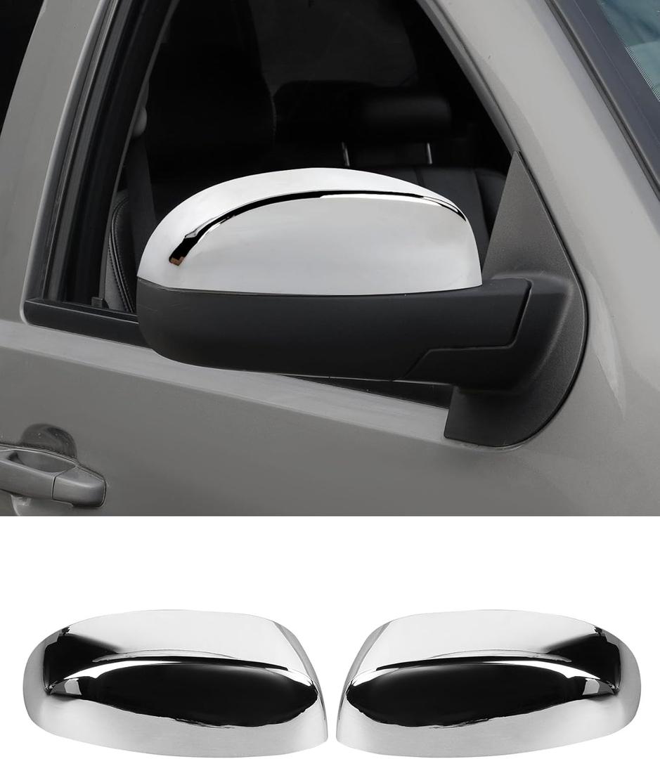 Rearview Mirror Half Caps Covers Compatible with 2007-2014 Chevy Silverado GMC Sierra Avalanche Tahoe Suburban Yukon Escalade ESV Left Right Side View Upper Mirror Cover Caps, Chrome