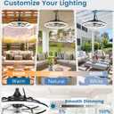 VOLISUN Outdoor Ceiling Fans with Light for Patios, 23.6in Weatherproof Plug in Ceiling Fan, 3000K-6500K Dimmable Gazebo Fan Remote&APP Control, Black Caged Ceiling Fan for Porch, Pergola, Canopy
