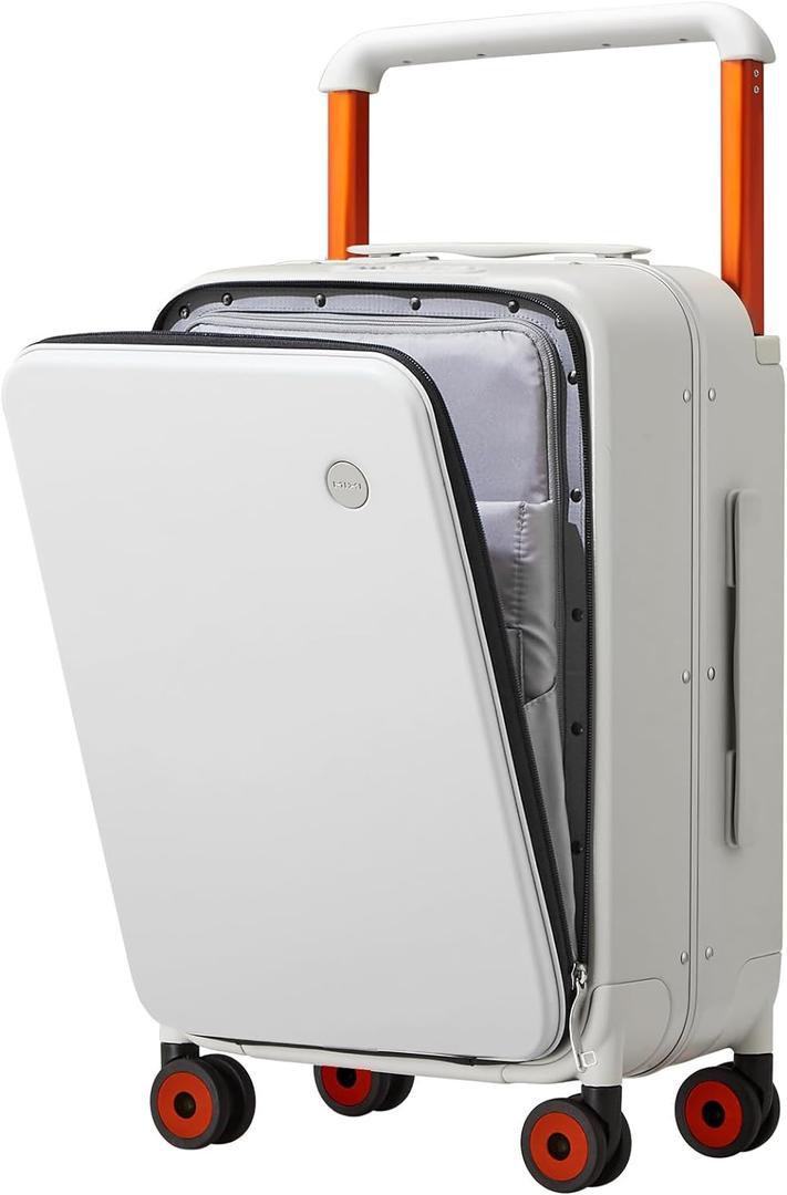 mixi Carry On Luggage Wide Handle Luxury Design Rolling Travel Suitcase PC Hardside with Aluminum Frame Hollow Spinner Wheels, with Cover, 20 inch, Smoke White mixi Carry On Luggage Wide Handle Luxury Design Rolling Travel Suitcase PC Hardside with Aluminum Frame Hollow Spinner Wheels, with Cover, 20 inch, Smoke White