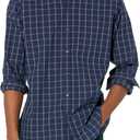 Amazon Essentials Mens Regular-Fit Long-Sleeve Casual Poplin Shirt (XX-Large, Navy Windowpane)