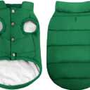 ASENKU Dog Winter Coat - Waterproof Windproof Dog Jacket, Warm Snowproof Doggie Puffer Vest for Cold Weather, Lightweight Snow Coats for Small Medium Large Dogs (2XL, Green)