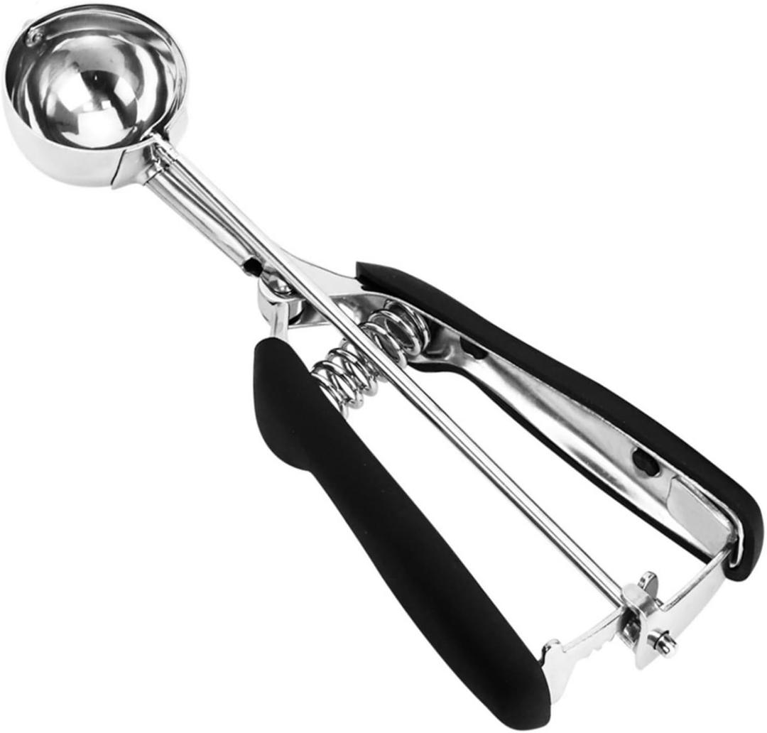 Ice Cream Scoop, 18/8 Stainless Steel Cookie Scoop, Cookie Scoops for Baking, 1.5 Tbsp/ 23ml/ 0.7 oz Cookie Dough Scoop, Ice Cream Scooper with Trigger Release, Cookie Scooper for Baking Black