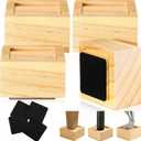 4 Pack Bed Risers Solid Wood Furniture Risers Lifts Height Adjustable from 1" to 4" Non-Slip Recessed Hole with 8 Anti-Slip Mats for Bed Furniture Sofa Chair Table (Height 2",Wood Color)
