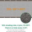50% 10 X 20 FT Black Shade Cloth, Outdoor Woven Sun Shade with Grommets, Durable Breathable Netting Shading Antifreezing for Patio, Garden, DIY Home, Plants Cover, Greenhouse, Dog Kennel