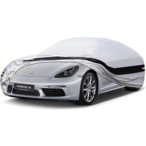 10 Layers Car Cover Custom Fit for Porsche 718, Boxster, Cayman (1996-2025), Waterproof All Weather for Automobiles, Outdoor Full Cover Sun Dust Rain Protection with Cotton, Silver