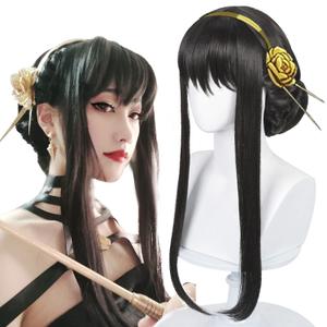 Anime Black Cosplay Wig - Straight Cute Wig for Costume, Halloween, Comic Party - Wig Cap Included