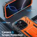 FNTCASE for iPhone 16 Pro Max Case: Military Grade [Built-in Screen Protector] [Kickstand] Matte Textured Drop Proof Protection Cover | Rugged Shockproof TPU Protective Sturdy Phone Cases - Orange