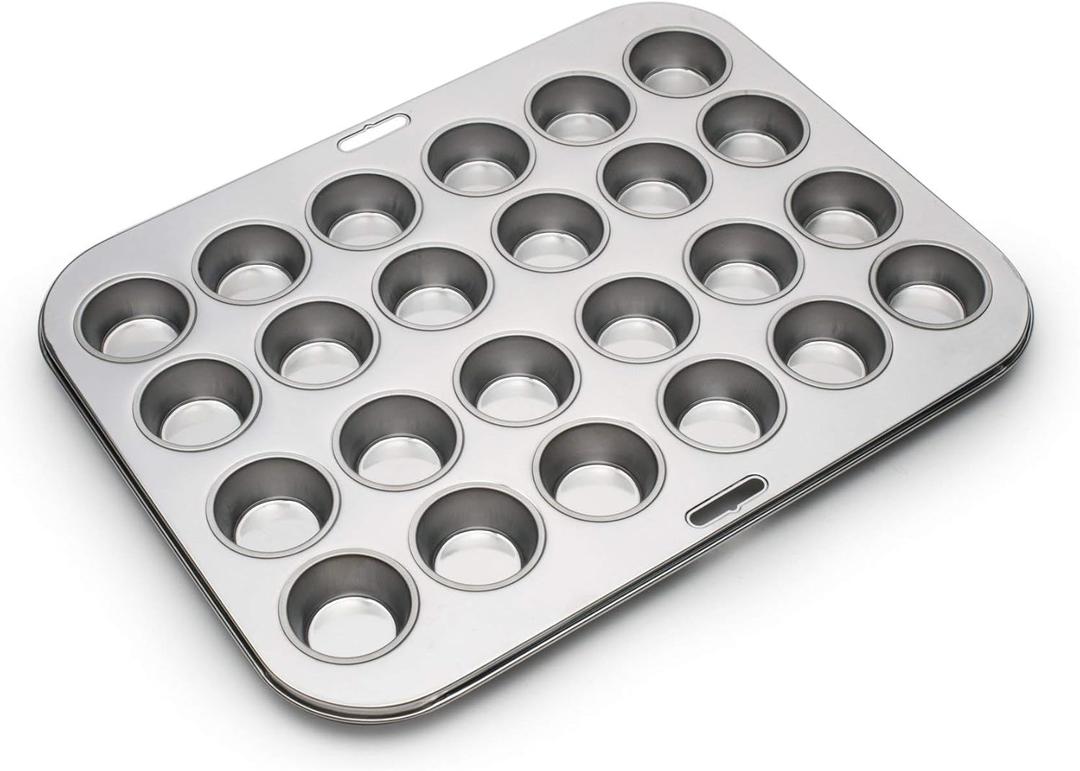 Fox Run Mini Muffin and Cupcake Pan, 24 Mini Cups, Stainless Steel Baking Pan, 10.5 x 13.75 x 1.5 Inches
