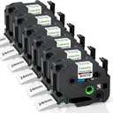 TZe-251 TZe251 Replacement for Brother P Touch Label Tape 24mm 1 Inch TZe TZ Tape 24mm 0.94 Laminated White Label Maker Tape for Brother PT-D600 PT-D610BT PT-P710BT PT-P700 PT- P910BT, 6-Pack (Black on White)