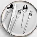 KINGSTONE Silverware Set, 20 Piece Flatware Cutlery Set for 4, 18/10 Stainless Steel Silverware Mirror Polished Dishwasher Safe for Home, Restaurant, Wedding, Party(Silver, 20 pieces for 4)