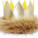 IBTOM CASTLE Baby Boy First Birthday Outfit Jungle Theme Romper+Shorts+Y-Back Suspenders+Headband 4PCS Clothes Photo Props (1T, Khaki)