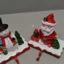 2 Pcs Christmas Stocking Holders for Mantle Resin Santa Snowman Mantle Stocking Hangers Set Weighted Non-Slip Fireplace Holders Xmas Hanging Hooks for Christmas Party Decoration