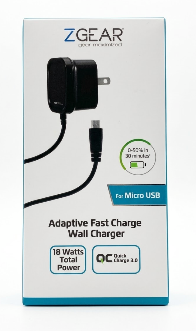 ZGEAR Adaptive Fast Charge Wall Charger For Micro USB