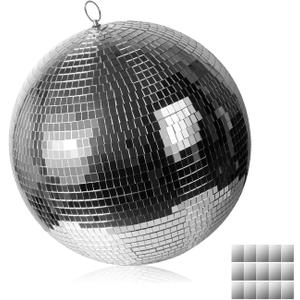 16inch Disco Ball Mirror Balls Large Hanging Disco Balls for Party Decorations, Weddings, Events, (16inch Disco Ball x 1pc, Replacement Mirror x 15pcs)