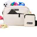 COOWONE Dog Treat Pouch with Removable Small Pet Training Treat Pouches, Built-in Poop Bag Dispenser, Adjustable Shoulder Strap Cross Body Dog Walking Bag (Beige)