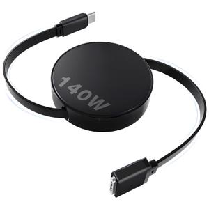 Magnetic 3 Retractable Cable USB-C 5.4FT for M4/M3/M2 MacBook Air & Pro Charger, 140W Safe 3 Cable for MacBook Air (13"/15" 2025/2024/2023/2022), Pro (16"/14" 2024/2023/2021), Black