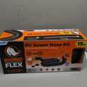 Camco RhinoFLEX 15-Ft Camper/RV Sewer Hose Kit - Features Clear Elbow Fitting w/Removable 4-in-1 Adapter - Connects to 3 Slip or 3/3.5/4 NPT Threaded Sewer Connection (39761)