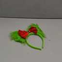 1 Pcs Christmas in July Bow Headband Large Furry Hair Bow Headband Fuzzy Pom Pom Costume Alien Hairband for Women Girls Accessories Holiday Party (Green,Red)